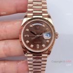 Swiss Replica Rolex DayDate EW Factory 3255 36mm Watch Rose Gold Brown Diamond Face_th.jpg